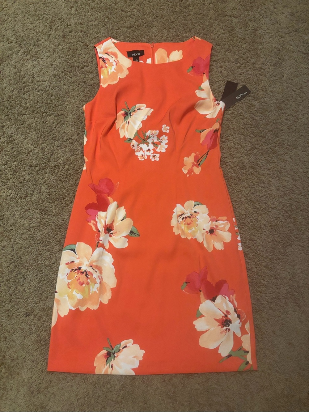 Alyx Coral Orange Floral Mini Dress